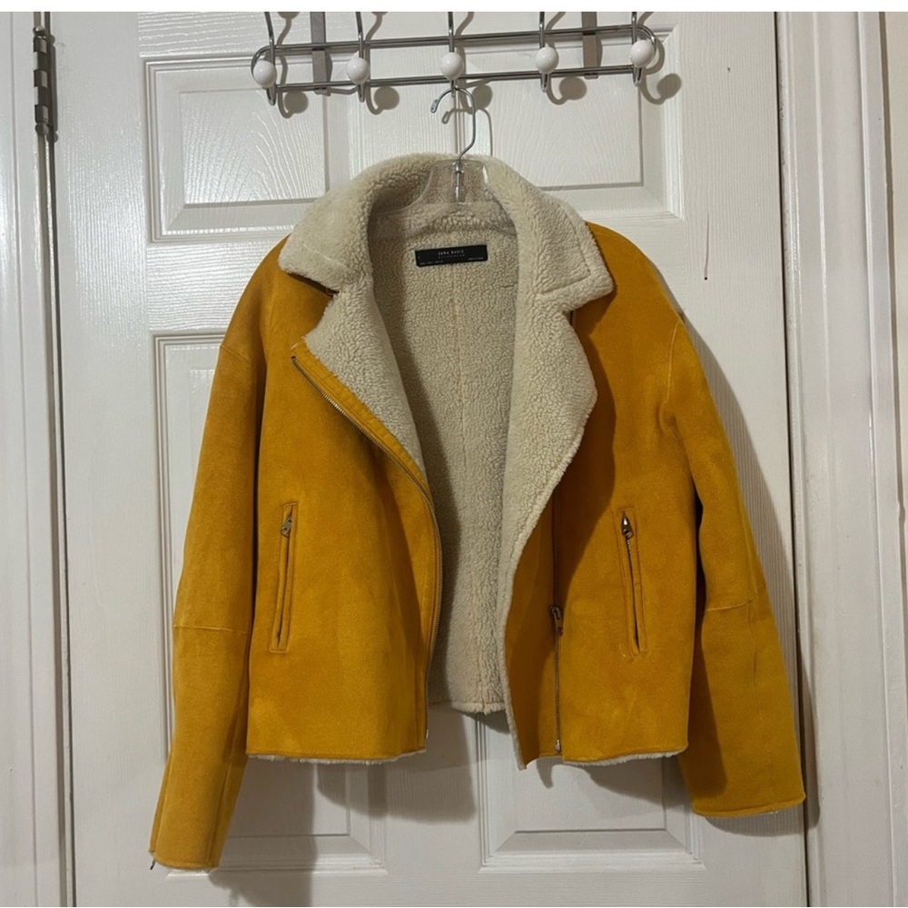 Zara trendy sherpa mustard yellow biker jacket hard to find - Picture 10 of 10